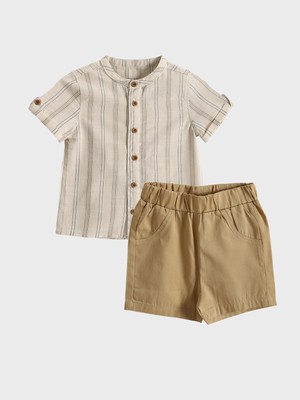 Lc Waikiki Yeni Sezon Çizgili Erkek Bebek Gömlek ve Şort 2'li