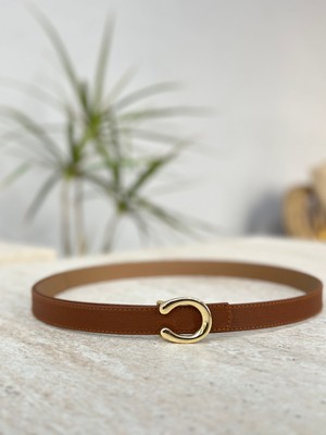 Erdesign Kadın Taba Gold Tokalı Harf Kemer Kadın Kemer