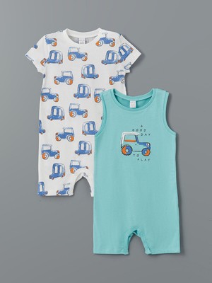 Lc Waikiki Yeni Sezon Bisiklet Yaka Erkek Bebek Penye Tulum 2'li