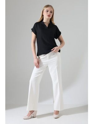 Lubiti Kısa Kollu Hakim Yaka Keten Gömlek/nefes Alabilir Kumaş Rahat Kalıp