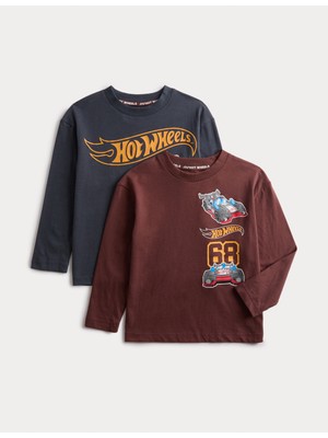 Marks & Spencer 2’li Saf Pamuk Hot Wheels Uzun Kollu Üst (2-8 Yaş)