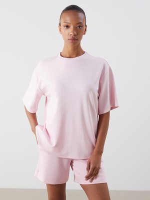 Lc Waikiki Yeni Sezon Bisiklet Yaka Oversize Kadın Tişört