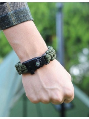 Özbience Magenezyumlu Çok Amaçlı Paracord Bileklik, Pusulalı, 3.5 Metre