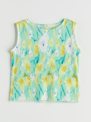 Lc Waikiki Yeni Sezon Bisiklet Yaka Çiçekli Kız Çocuk Bluz