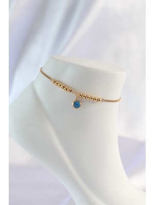 Ett 316L Çelik Gold Renk Minimal Nazar Boncuklu Halhal