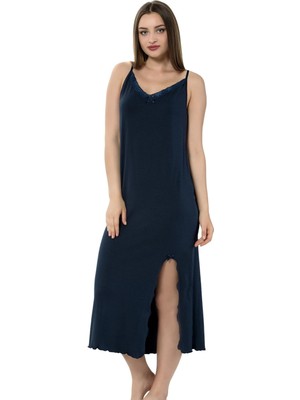 MTM My The Mall Bayan Ip Askılı Uzun Gecelik Siyah