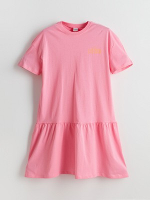 Lc Waikiki Yeni Sezon Bisiklet Yaka London Baskılı Kız Çocuk Elbise