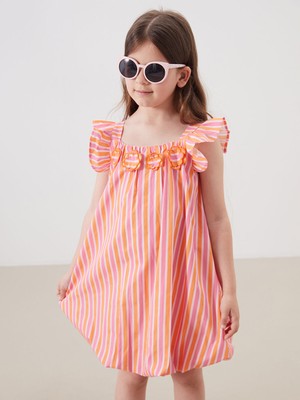 Lc Waikiki Yeni Sezon Bisiklet Yaka Kız Çocuk Poplin Elbise
