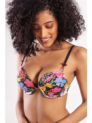 MTM My The Mall Giyim Garden Heavy Push Up Bra, Siyah Konforlu ve Şık Sütyen