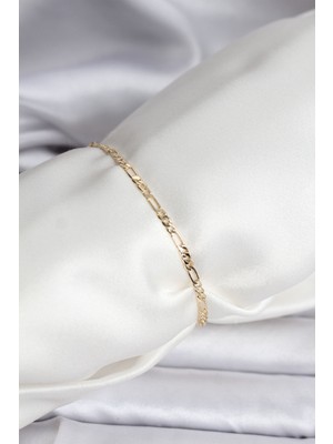 Ett 14K Gold Renk Kaplama Minimal Zincir Model cm Kadın Bileklik