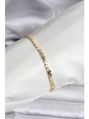 Ett 14K Gold Renk Kaplama Ezme Yılan Zincir Model cm Kadın Bileklik