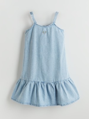 Lc Waikiki Yeni Sezon Nakış Detaylı Kız Çocuk Jean Elbise