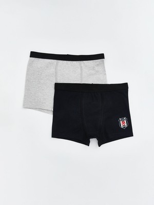 Lc Waikiki Erkek Çocuk Beşiktaş Baskılı Boxer 2'li Set Rahat Tasarımlı Yüksek Pamuk