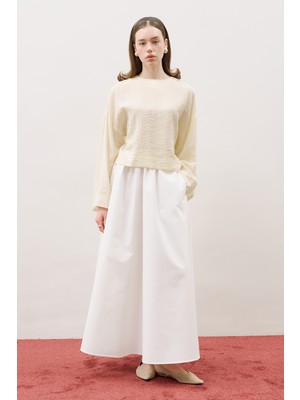 Manuka Yuvarlak Yaka Crop Bluz Soft Sarı