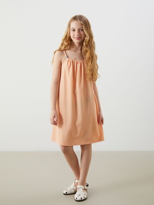 Lc Waikiki Yeni Sezon Basic Boncuklu Kız Çocuk Kısa Elbise