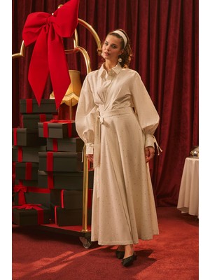 Manuka Enya Pileli Gömlek Elbise Puantiye