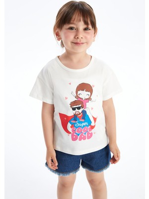 Lc Waikiki Yeni Sezon Bisiklet Yaka Baskılı Kısa Kollu Kız Bebek Tişört