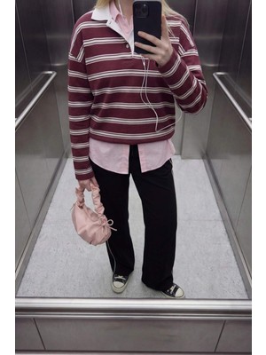 DeFacto %100 Pamuk Loose Fit Çizgili Sweatshirt G9467AX26SP