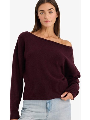 DeFacto Regular Fit Açık Omuz Triko Kazak G8898AX25CW