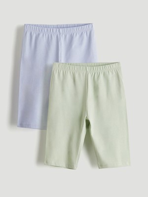 Lc Waikiki Yeni Sezon Beli Lastikli Kız Çocuk Kısa Tayt 2'li