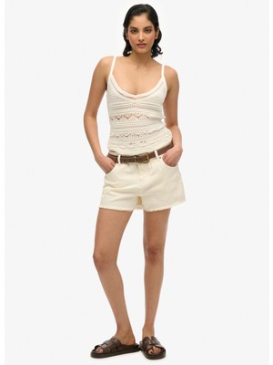 Superdry Normal Bel Normal Ekru Kadın Denim Şort W7110448A