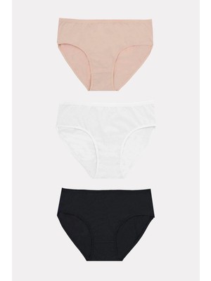 MTM My The Mall Giyim Büyük Beden Pamuklu Siyah Beyaz Ten Rengi 3'lü Külot