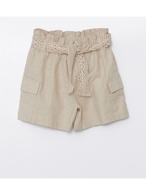 Lc Waikiki Yeni Sezon Beli Lastikli Kemerli Kız Bebek Şort