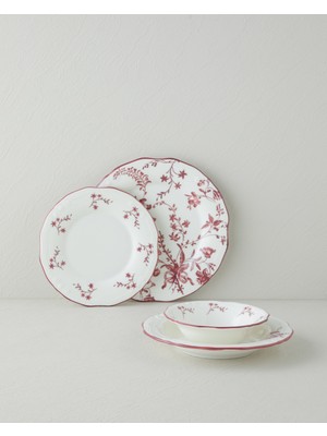 English Home Plantopia Porselen Yemek Takımı 24 Parça 6 Kişilik Bordo