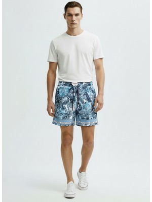 Just Cavalli Mavi Erkek Lastikli Bel Şort 78PM180 Regular Vı