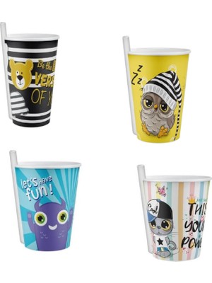 Esranın Dünyası 4 Adet Kendinden Pipetli Bardak 400 ml RSEVV34-ESRDNS