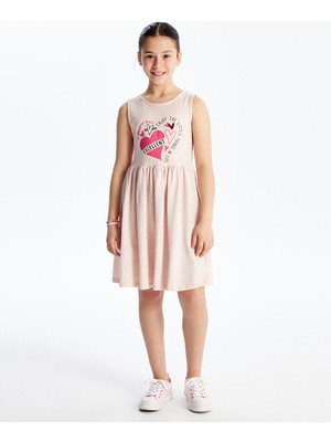 Lc Waikiki Yeni Sezon Bisiklet Yaka Baskılı Kız Çocuk Elbise