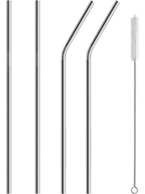 Esranın Dünyası 5 Parça Metal Pipet - Paslanmaz Çevre Dostu Metal Pipet Fırça Seti RSEVV34-ESRDNS