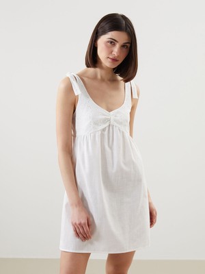 Lc Waikiki Yeni Sezon V Yaka Kendinden Desenli Kadın Fantezi Gecelik