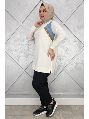 Pys Giyim Kadın Düğme Detaylı Kombinli Tesettür Tunik