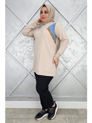 Pys Giyim Kadın Düğme Detaylı Kombinli Tesettür Tunik