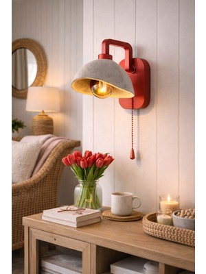 Limon 3D Desing Modern Beton Görünümlü Duvar Aplik | Zincir Anahtarlı | Yatak Odası & Salon | Ampul Hediye