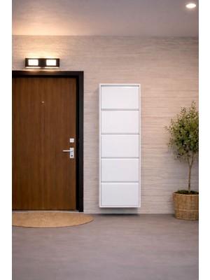 Effe Yapı Dekor Beyaz 5 Kapaklı Metal Ayakkabılık