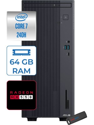 Asus Expertcenter P500MV Intel® Core™ Ultra 7 240H 5.2ghz Aı 64GB Ddr5 4tb SSD 4GB/RX550  Freedos Mini Tower Masaüstü Bilgisayar C724016512B0D21F25+ZETTAUSBBELLEK