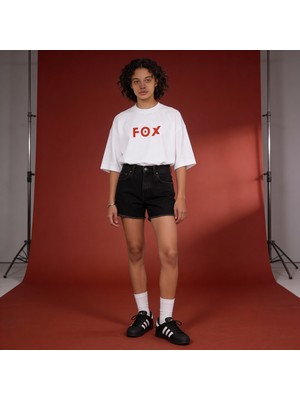 Dune Clothings Fox Dune Co. Oversize 3 Iplik Pamuk Baskılı T-Shirt