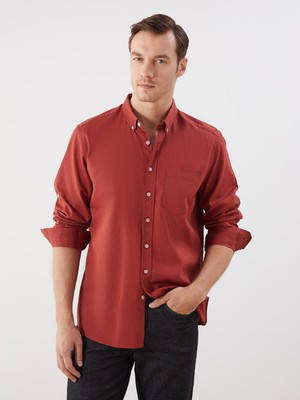 Lc Waikiki Yeni Sezon Regular Fit Uzun Kollu Keten Karışımlı Erkek Gömlek