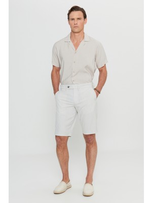 Altınyıldız Classics Pamuklu Slim Fit Dar Kesim Gofre Desenli Yan Cepli Esnek Travel Şort