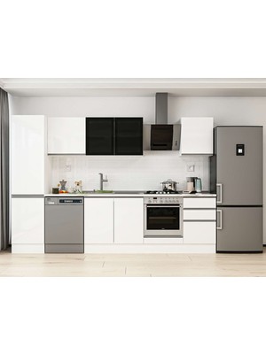 Alvinka 300X210 cm High Gloss Mutfak Dolabı MB-E80B50S50-3 Beyaz - Mdf