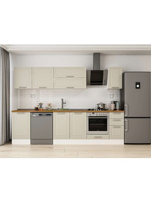 Alvinka 300X210 cm Klasik Mebran Mutfak Dolabı M-E90S50S40-2 Kumtaşı - Suntalam