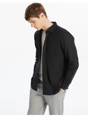 Lc Waikiki Yeni Sezon Regular Fit Uzun Kollu Keten Görünümlü Erkek Gömlek