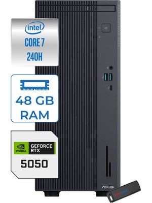 Asus Expertcenter P500MV Intel® Core™ Ultra 7 240H 5.2ghz Aı 48GB Ddr5 2tb SSD 8GB/RTX5050 WIN11PRO Mini Tower Masaüstü Bilgisayar C724016512B0D27P19+ZETTAUSBBELLEK