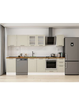 Alvinka 300X210 cm Klasik Mebran Mutfak Dolabı M-E90S50S40-3 Kumtaşı - Suntalam