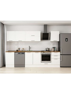 Alvinka 300X210 cm Klasik Mebran Mutfak Dolabı M-E80S50S50-2 Beyaz - Suntalam