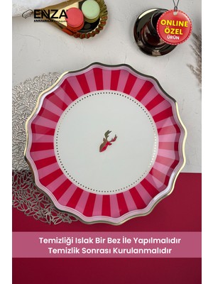 Enza Modern Yuvarlak Çay Kahve Kahvaltılık ve Sunum Tepsisi 38 cm