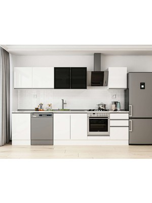 Alvinka 300X210 cm High Gloss Mutfak Dolabı M-E80S50S50-3 Beyaz - Mdf