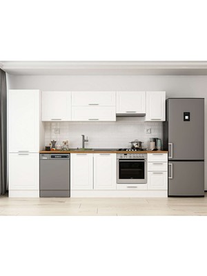 Alvinka 300X210 cm Klasik Mebran Mutfak Dolabı MB-E80B60S40-1 Beyaz - Suntalam